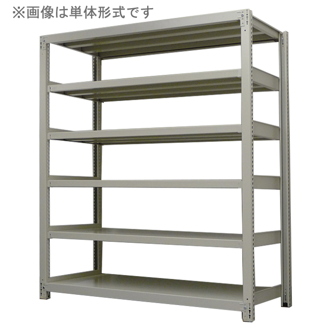 スチールラック 中軽量200kg/段(ボルトレス) 連結形式(アイボリー色)　表示寸法:H1200×W900×D300mm　6段(枚)