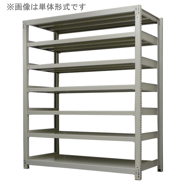 スチールラック 中軽量200kg/段(ボルトレス) 連結形式(アイボリー色)　表示寸法:H1200×W900×D300mm　7段(枚)