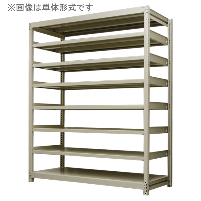 スチールラック 中量500kg/段(ボルトレス) 連結形式(アイボリー色)　表示寸法:H1200×W900×D450mm　8段(枚)